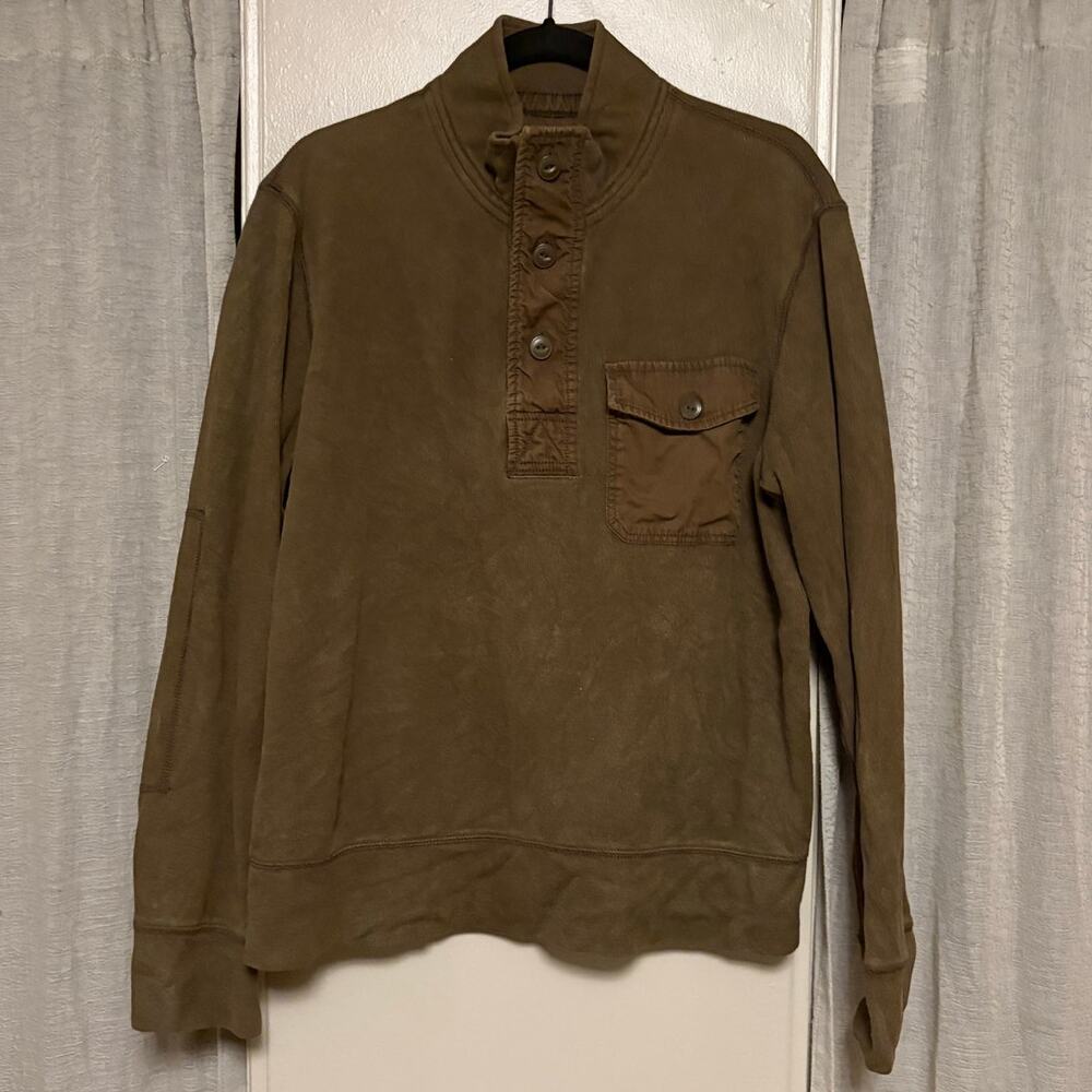 Eddie Bauer 1/4 Button Up Sweater | M | Vintage Olive Green